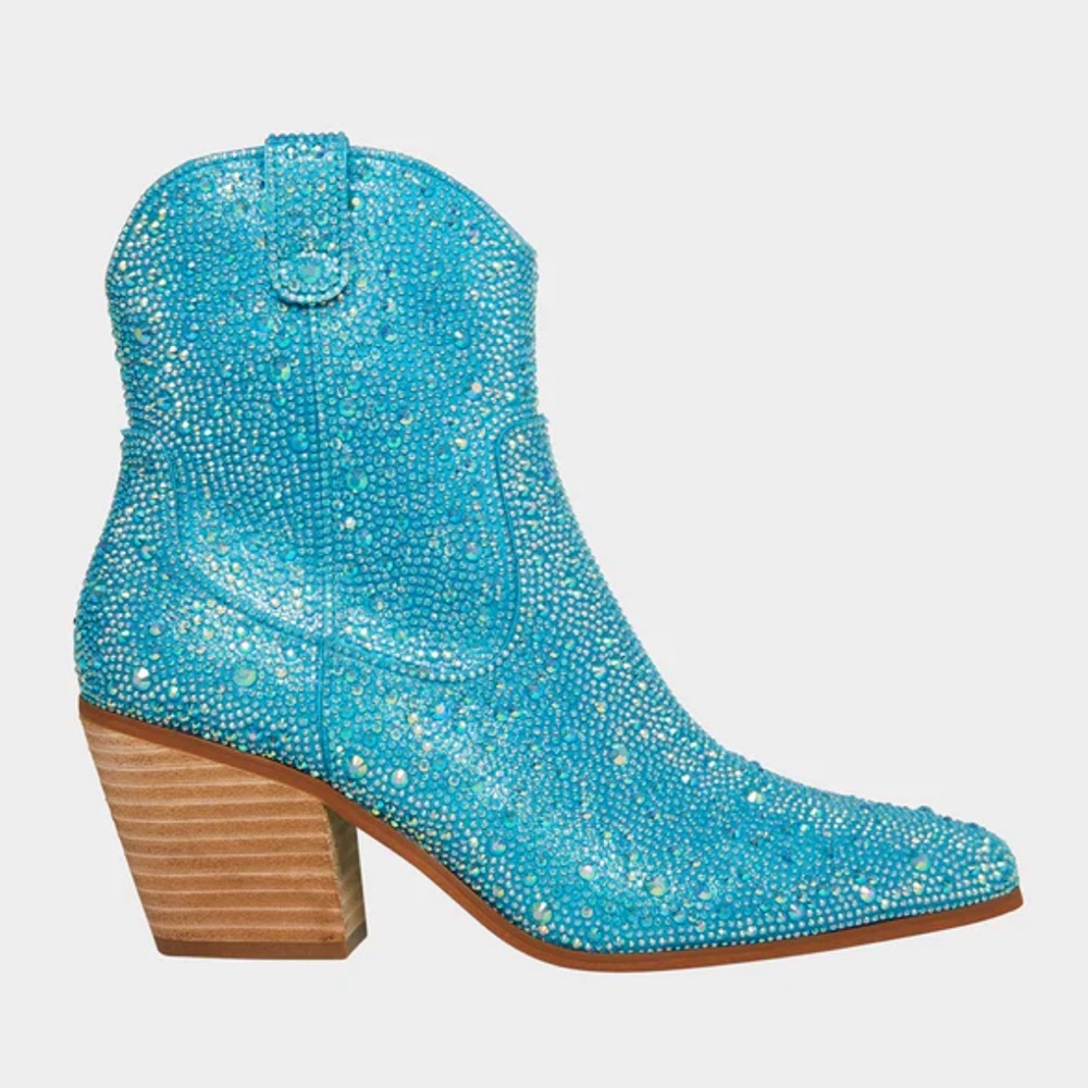 Betsy Johnson diva turquoise rhinestone western boots size 6.5